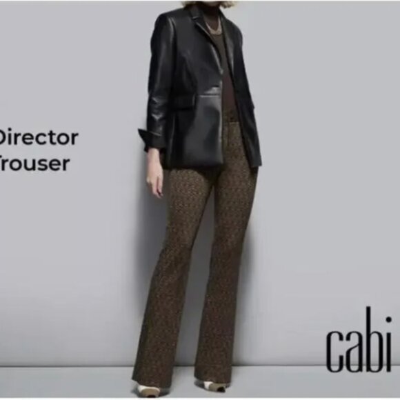 Like New Cabi Director Trouser Style #4505 - Brown & Black Gold Print Sz 14 - Picture 4 of 16